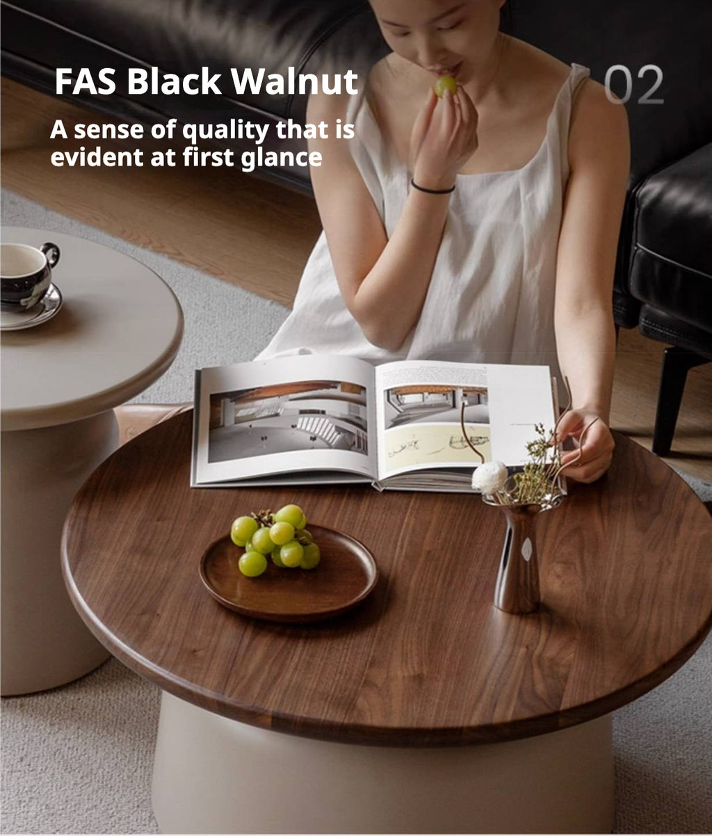 Black Walnut, Poplar Solid Wood Italian Light Luxury Coffee Table Combination