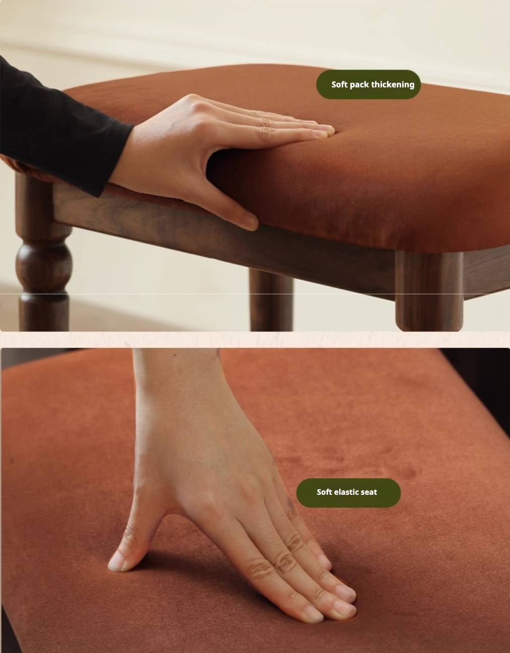 Black Walnut Solid Wood American Retro Style Makeup Stool