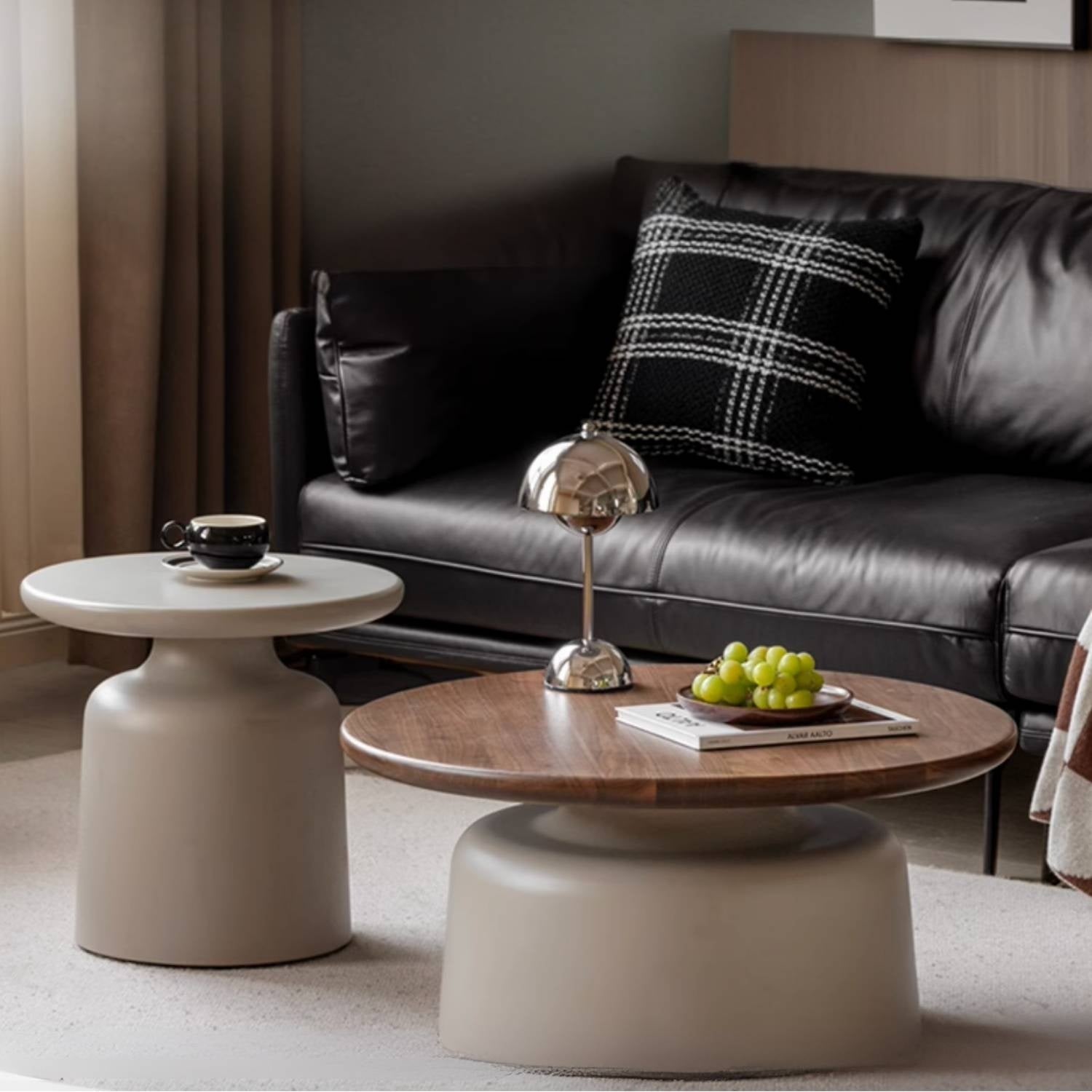 Black Walnut, Poplar Solid Wood Italian Light Luxury Coffee Table Combination