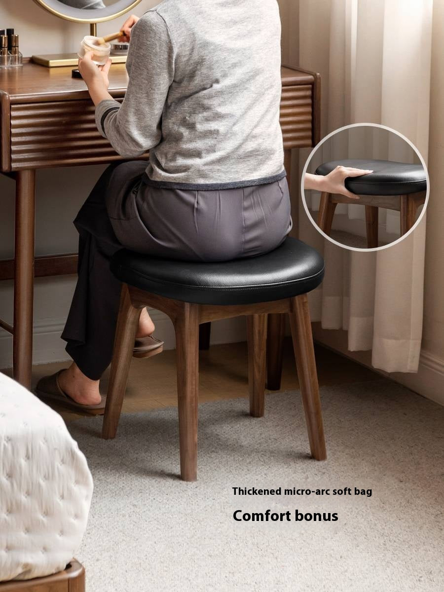 Ash, Black Walnut, Oak, Sandalwood Solid Wood Makeup Stool