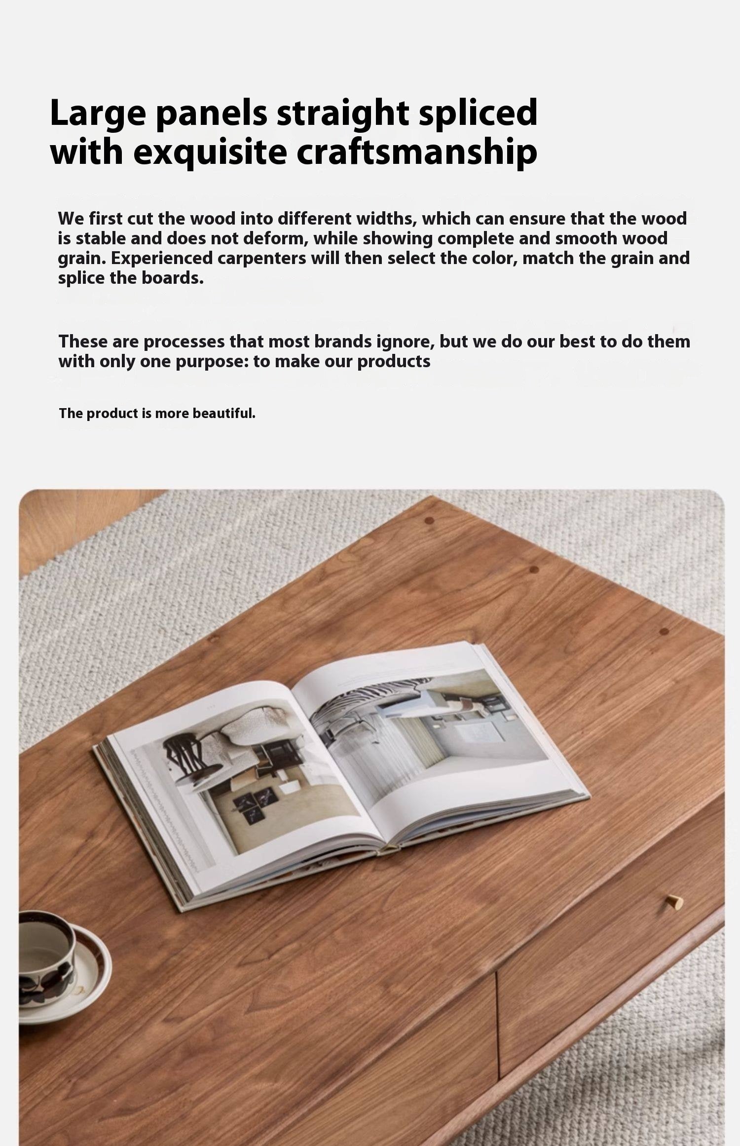 Golden Sandalwood, Black Walnut Solid Wood Rock Plate Tea Table