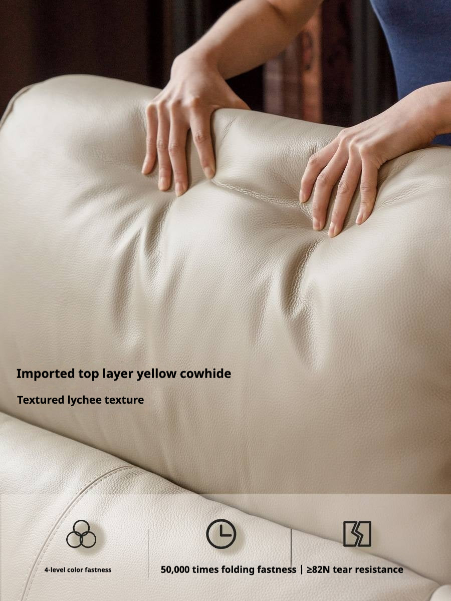 Leather Top Layer Cowhide Retractable Electric Sofa