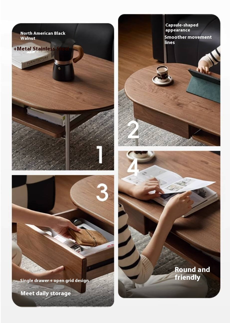 Black Walnut Solid Wood Italian Light Luxury Style Coffee Table