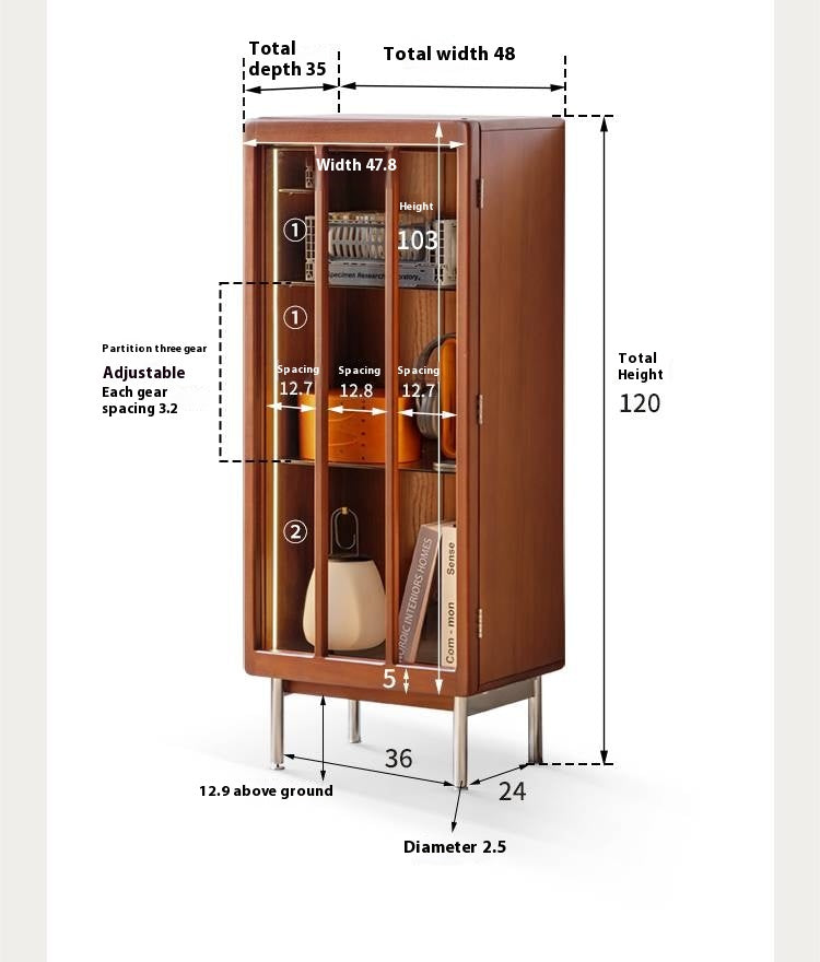 Poplar Solid Wood Bauhaus Style Side Cabinet