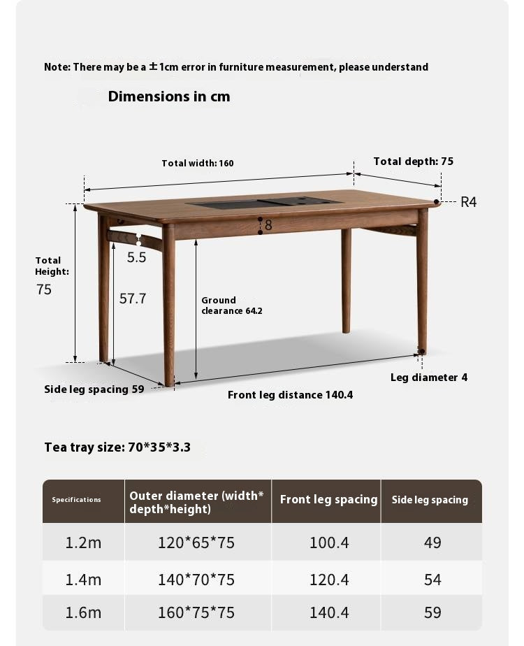 Ash Solid Wood Tea Table With Tea Tray