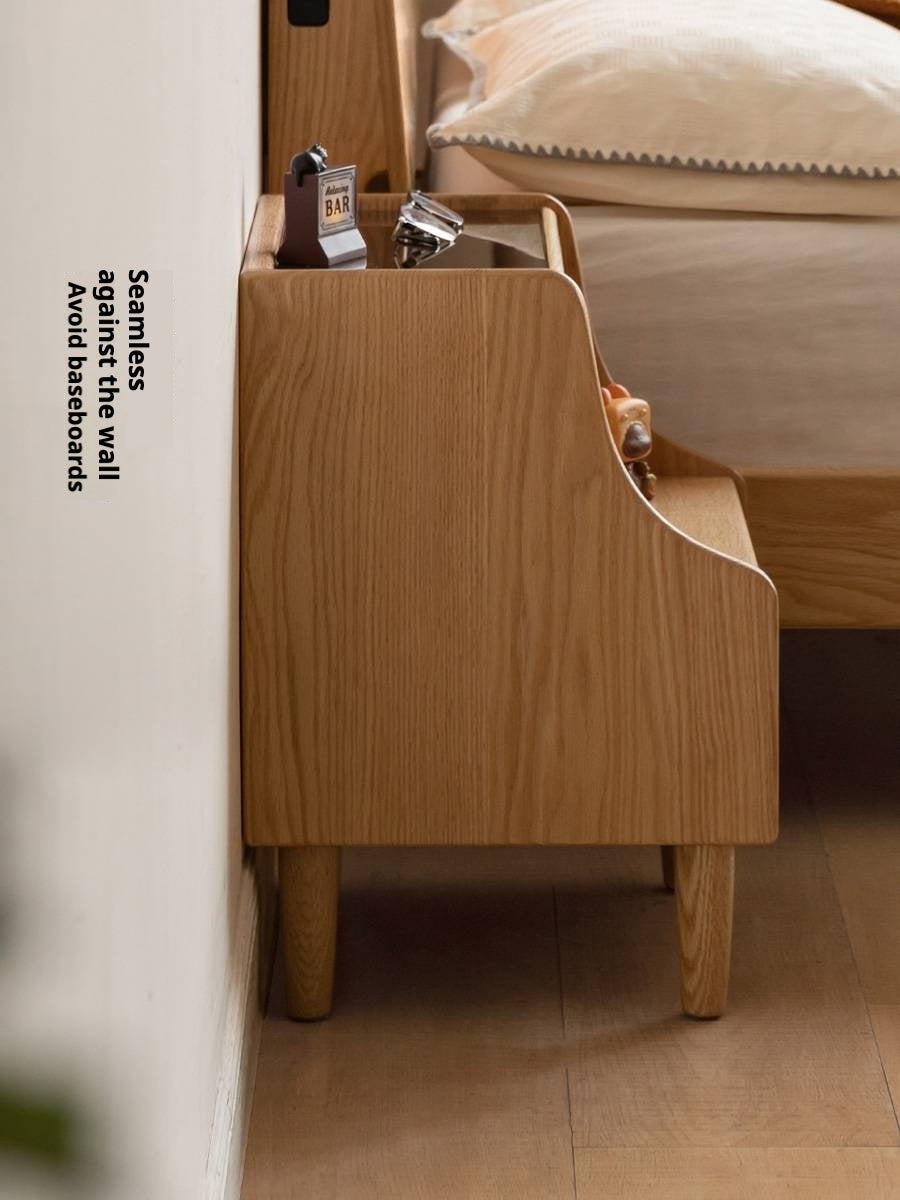 Rubberwood, Oak Solid Wood Log Style Nightstand