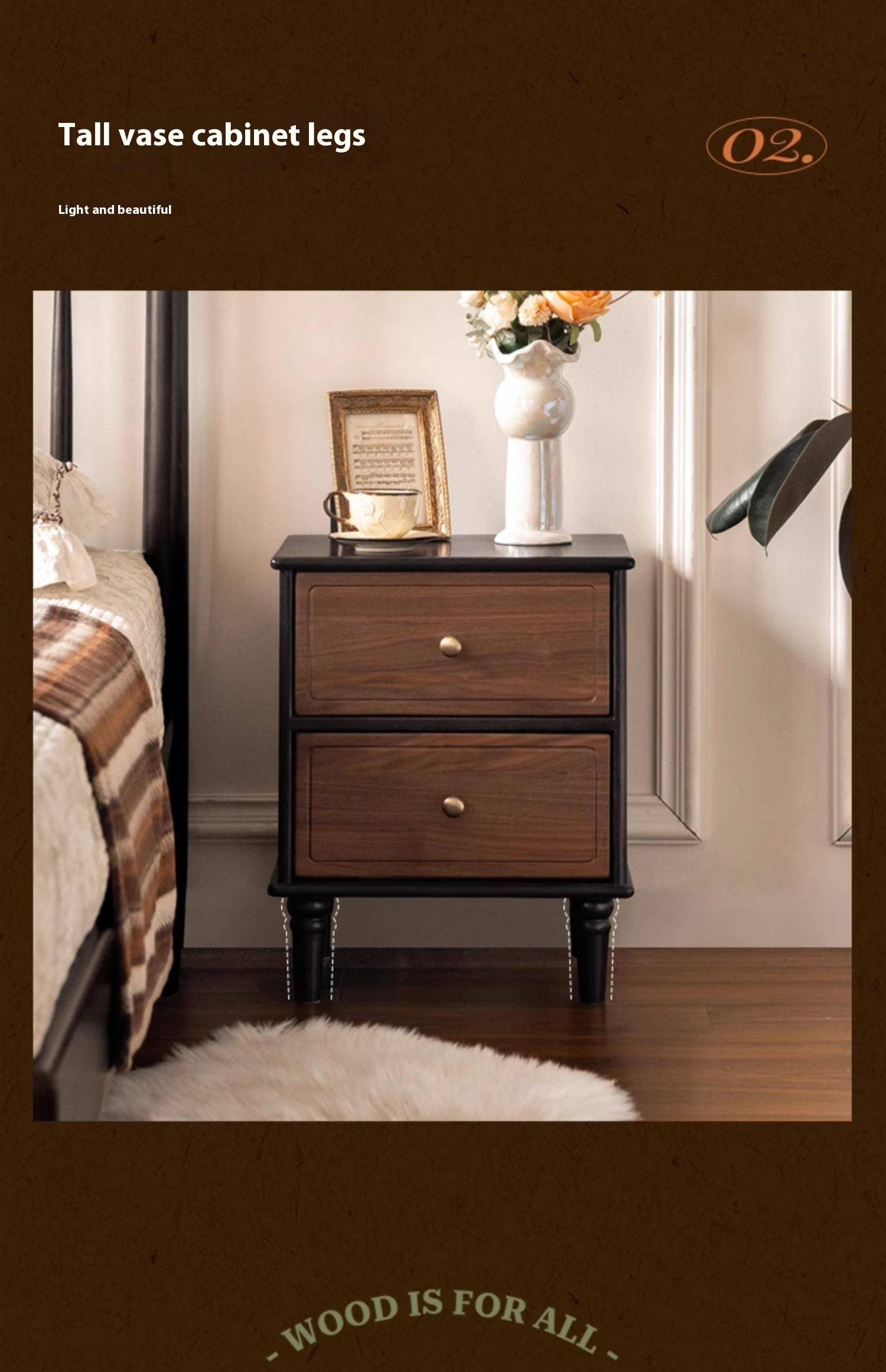 Oak Solid Wood American Retro Nightstand