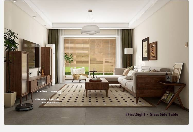 Golden Sandalwood, Black Walnut Solid Wood Rock Plate Tea Table