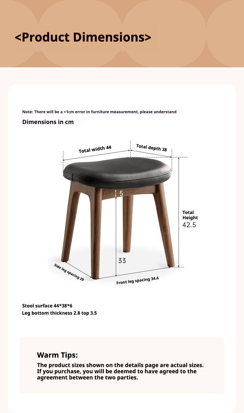 Ash, Black Walnut, Oak, Sandalwood Solid Wood Makeup Stool