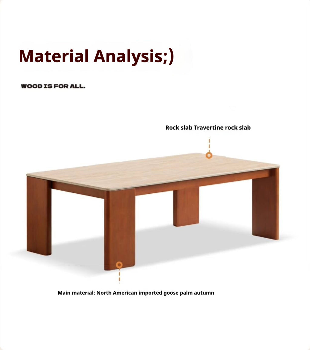 Poplar Solid Wood Medieval Style Rock Plate Coffee Table