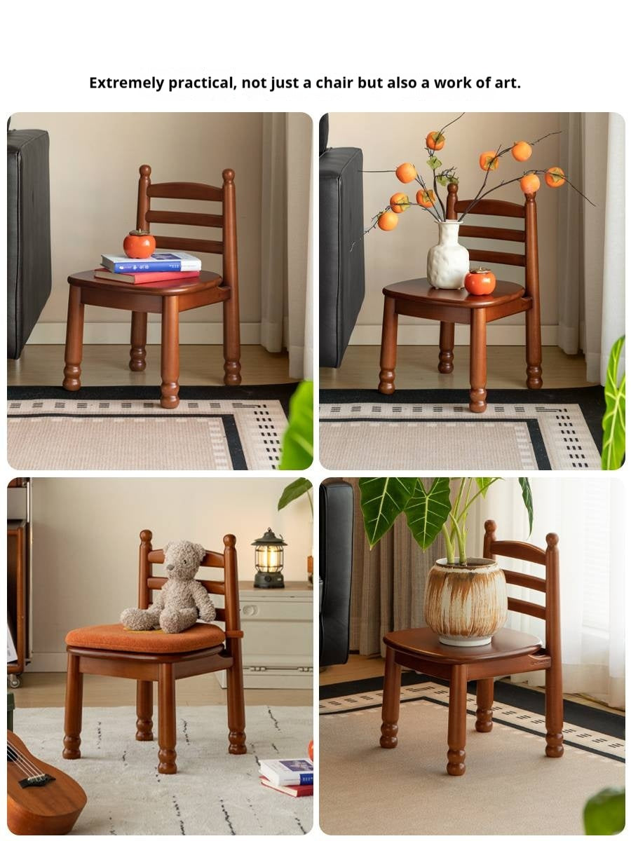 Beech Solid Wood Backrest Chair Medieval Style Soft Padded Chair