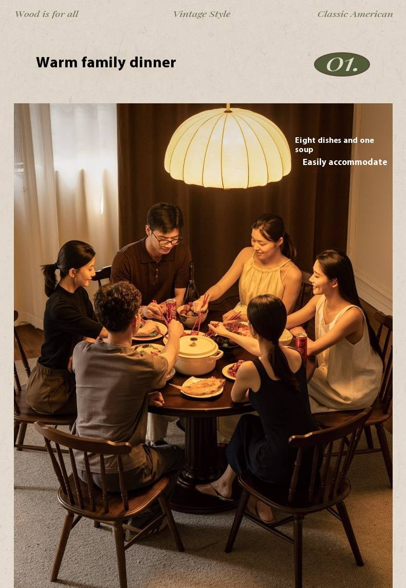 Poplar Solid Wood Dining Table American Retro