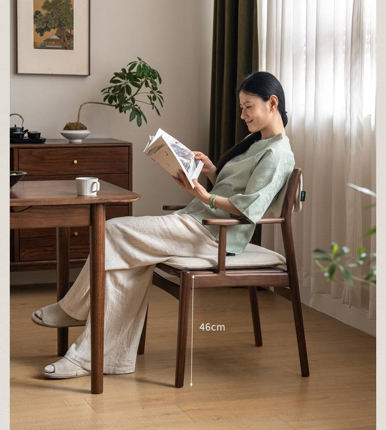 Golden Sandalwood Solid Wood Dining Soft Chair