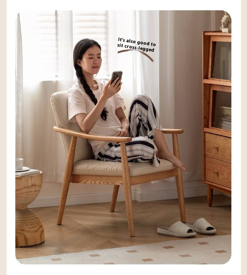 Oak Solid Wood Modern Minimalist Style Leisure Armchair