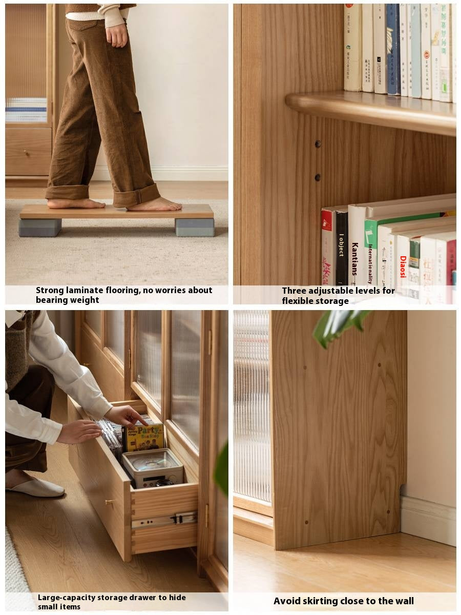 Ash Solid Wood Side Modern Style Cabinet Combination