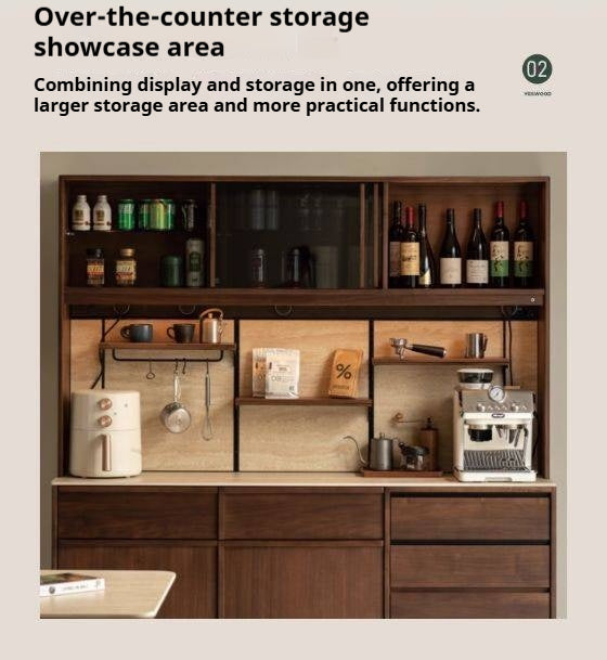 Black Walnut Solid Wood Dining Cabinet Antique Style Rock Board