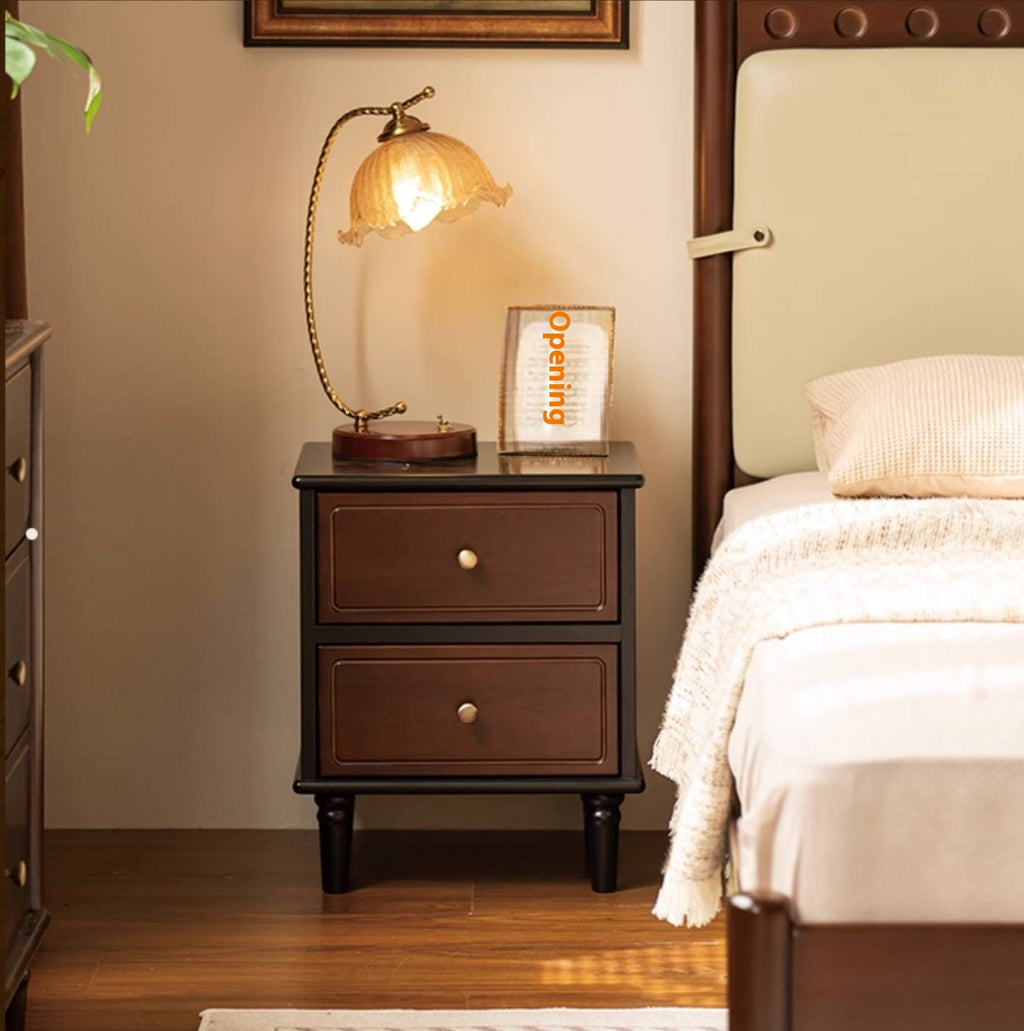 Black Walnut American Retro Style Solid Wood Nightstand