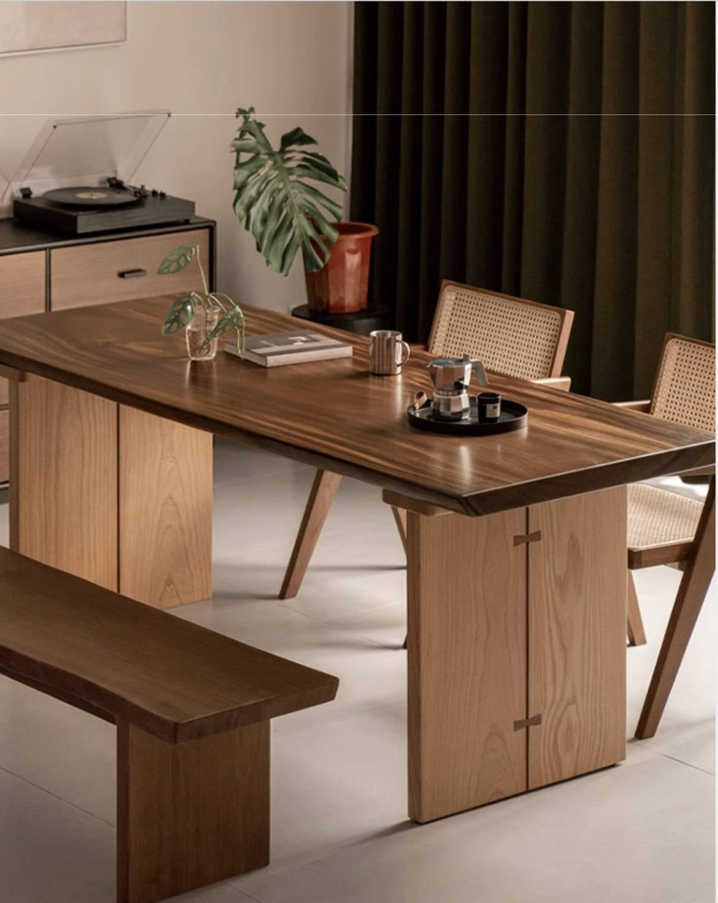 Black Walnut Solid Wood Wabi Sabi Style Dining Table Board