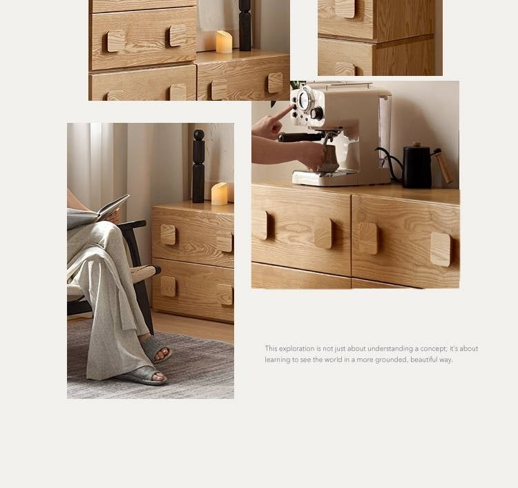 Ash Solid Wood Floor-Standing Module Combination TV Stand