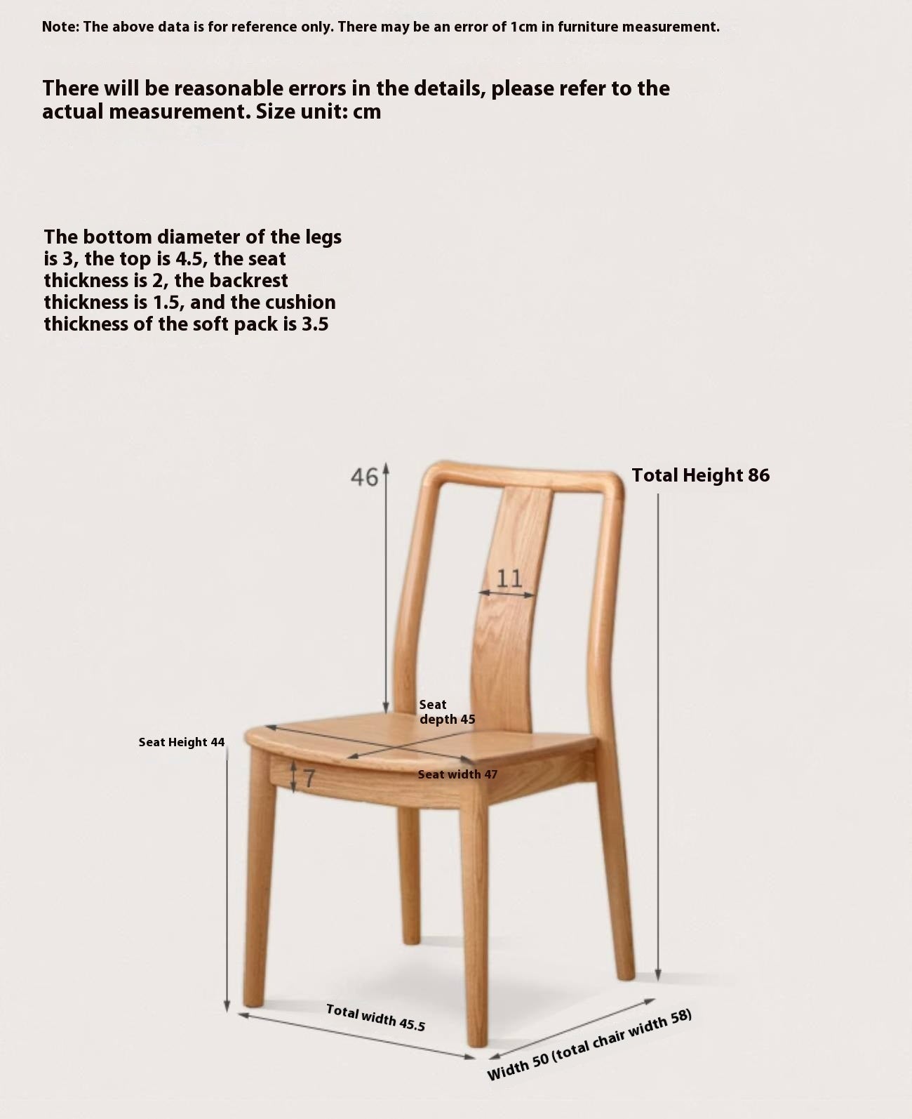 Oak Solid Wood New Chinese Style Dining Chair