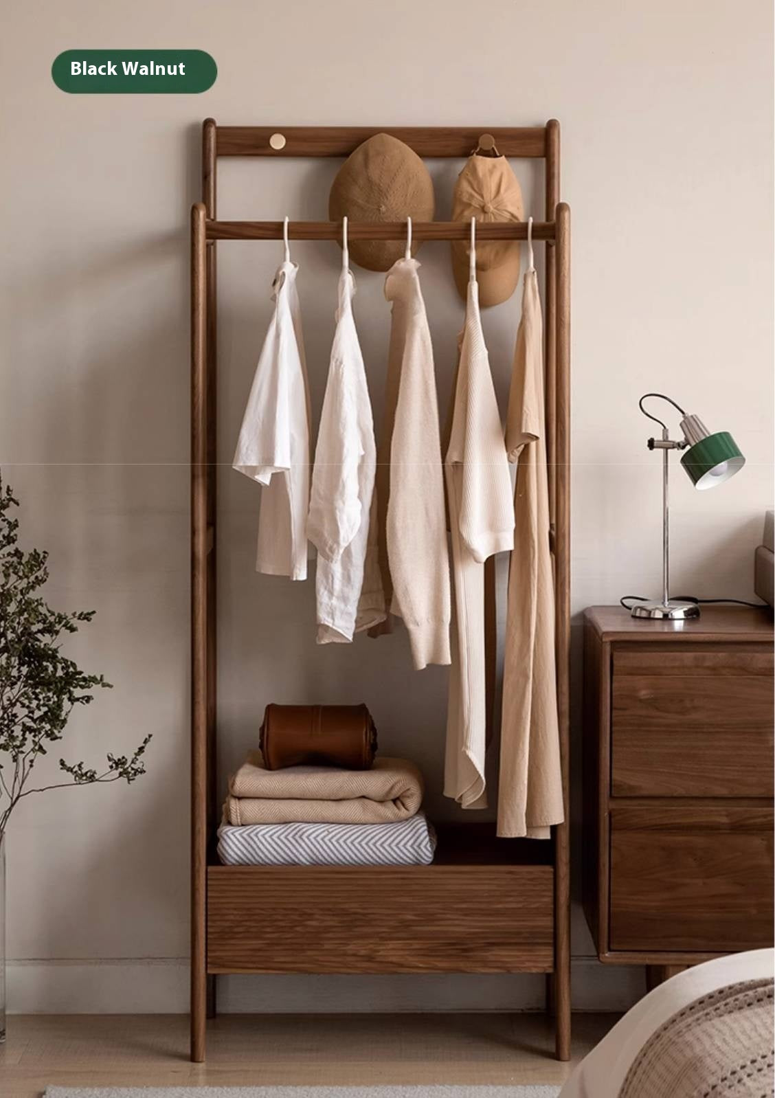 Ash Solid Wood Modern Style Hanger With Storage