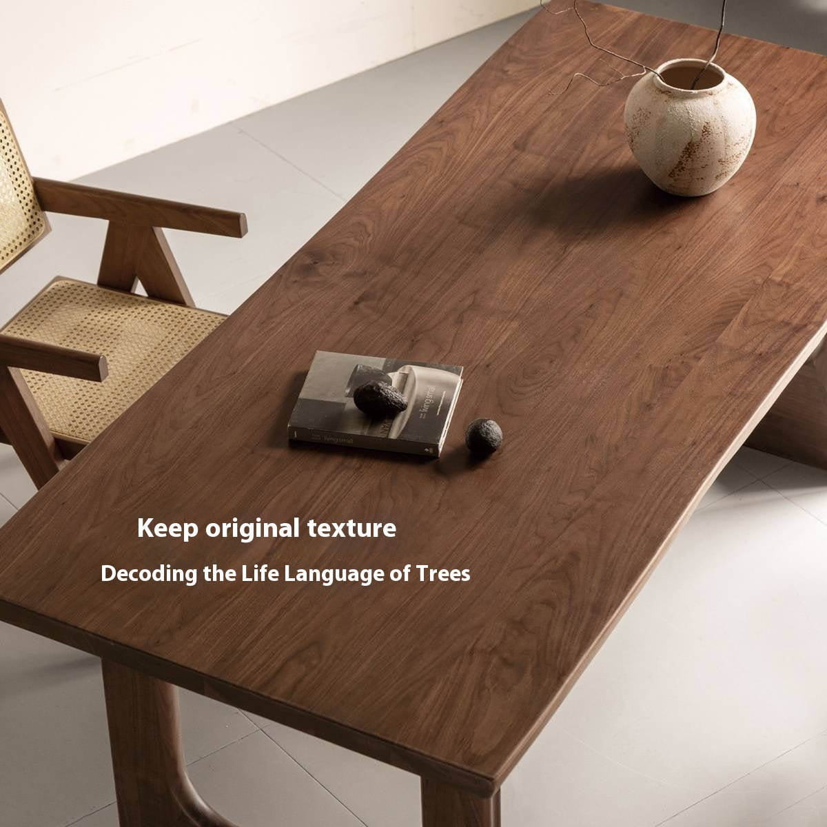 Black Walnut Solid Wood Wabi Sabi Style Large Board Dining Table