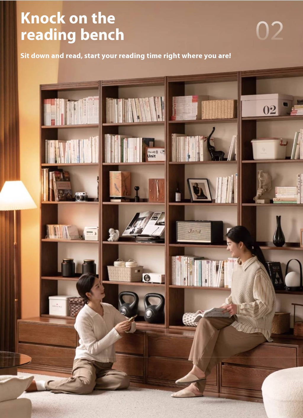 Oak Solid Wood Modern Minimalist Style Bookcase And Storage