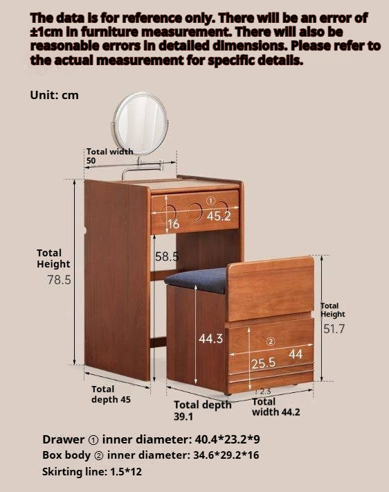 Poplar Solid Wood Classic Vintage Makeup Table