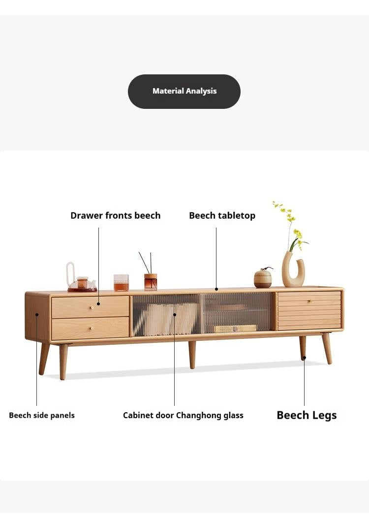 European Beech Solid Wood Floor TV Stand