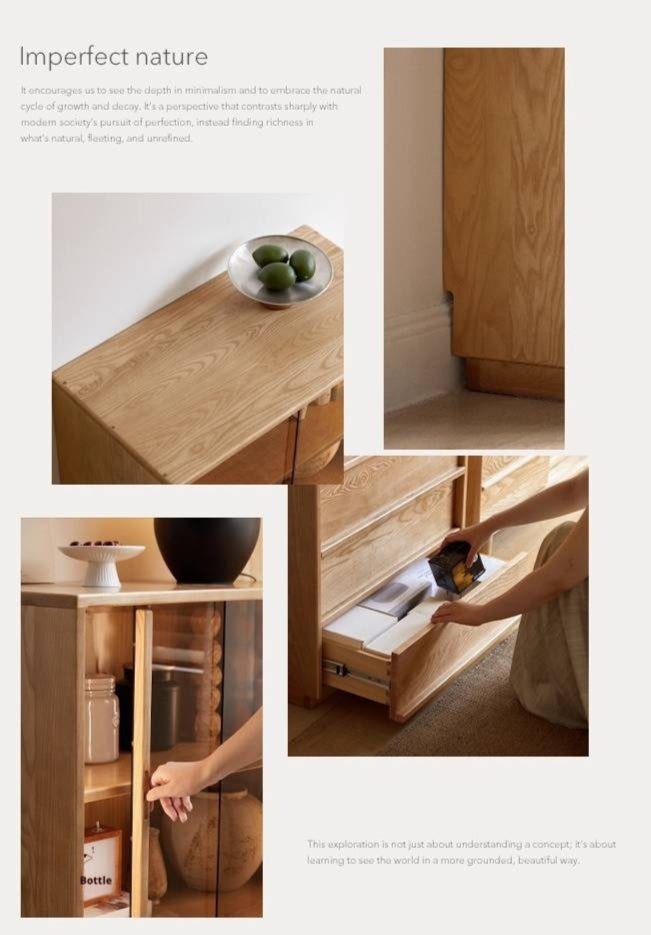 Ash Solid Wood Edge Cabinet Wabi Sabi Style