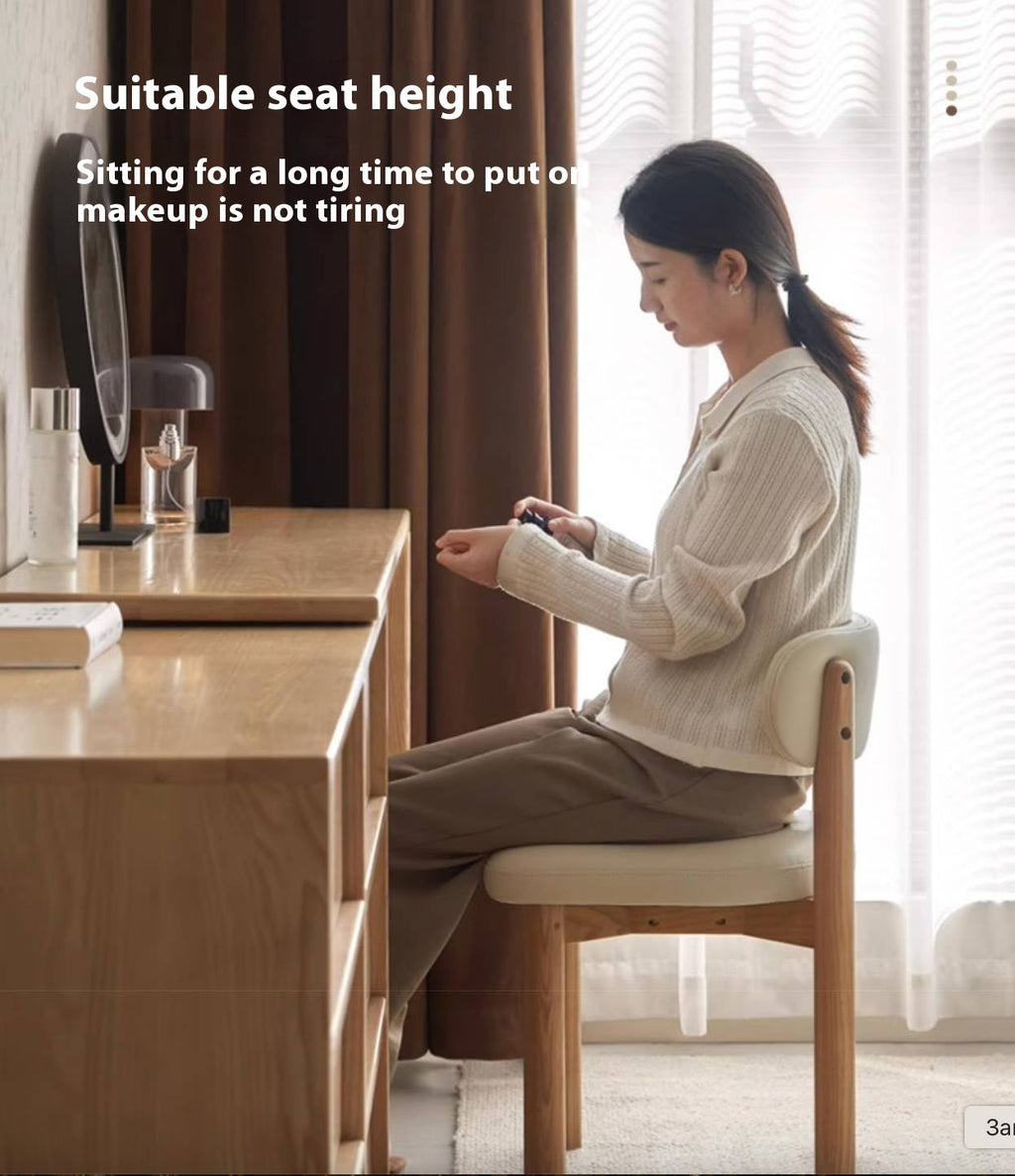 Ash Solid Wood Modern Makeup Stool