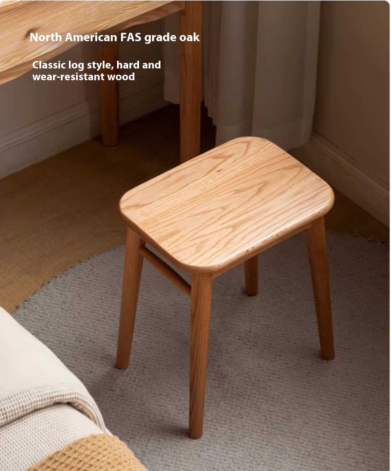 Black Walnut, Oak, Cherry, Rubberwood, Sandalwood Solid Wood Dressing Stool