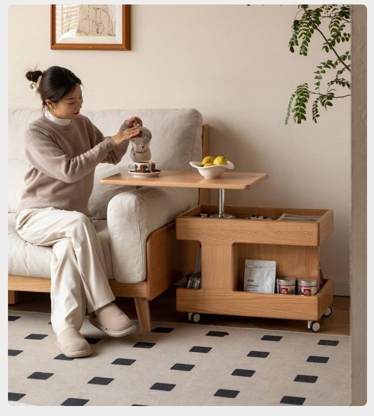 Oak, Ash, Cherry, Black Walnut Solid Wood Rotating Side Table