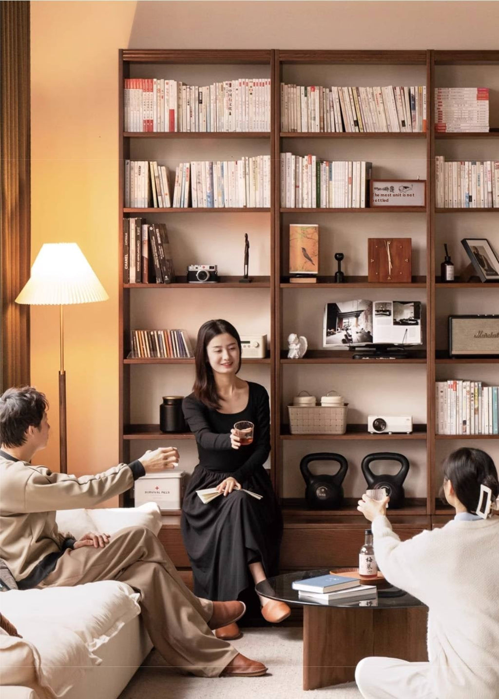 Oak Solid Wood Modern Minimalist Style Bookcase And Storage