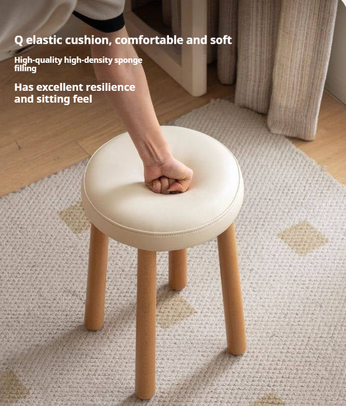 Solid Rubberwood Modern Soft Makeup Stool