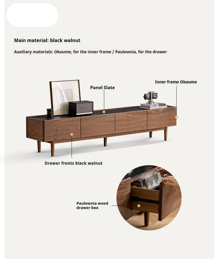 Black Walnut Solid Wood Modern TV Cabinet For Living Room
