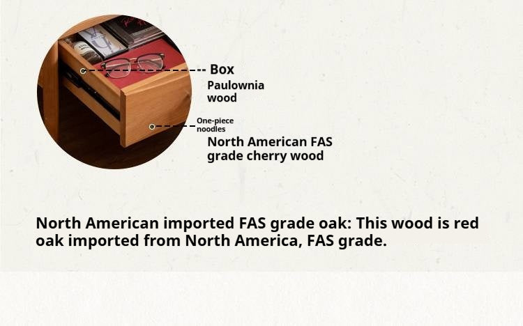 Cherry, Oak Solid Wood French Retro Nightstand