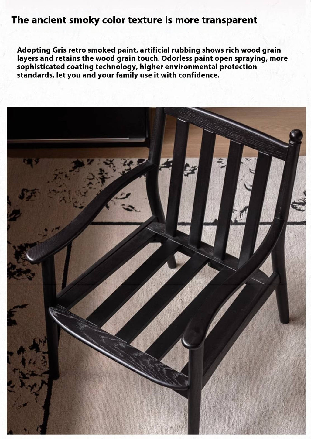 Ash Solid Wood French Retro Armchair