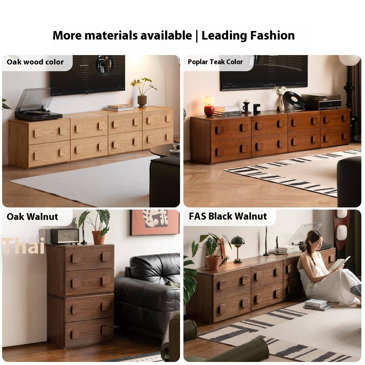 Ash Solid Wood Floor-Standing Module Combination TV Stand