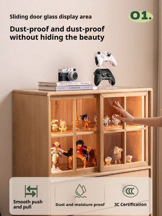 Beech Solid Wood Modern Simple with Light Storage Cabinet