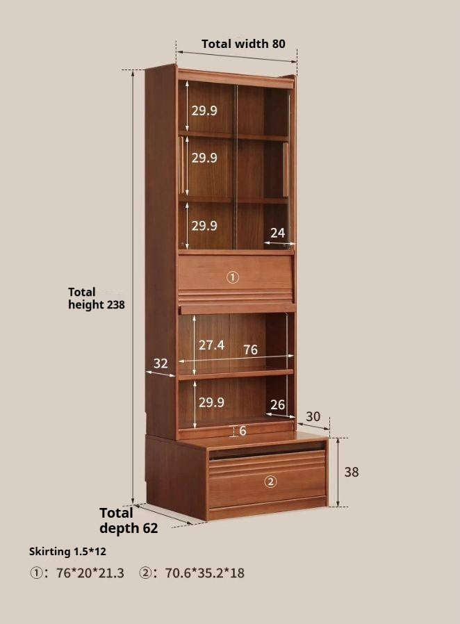 Poplar Solid Wood Combination Bookshelf Antique Style