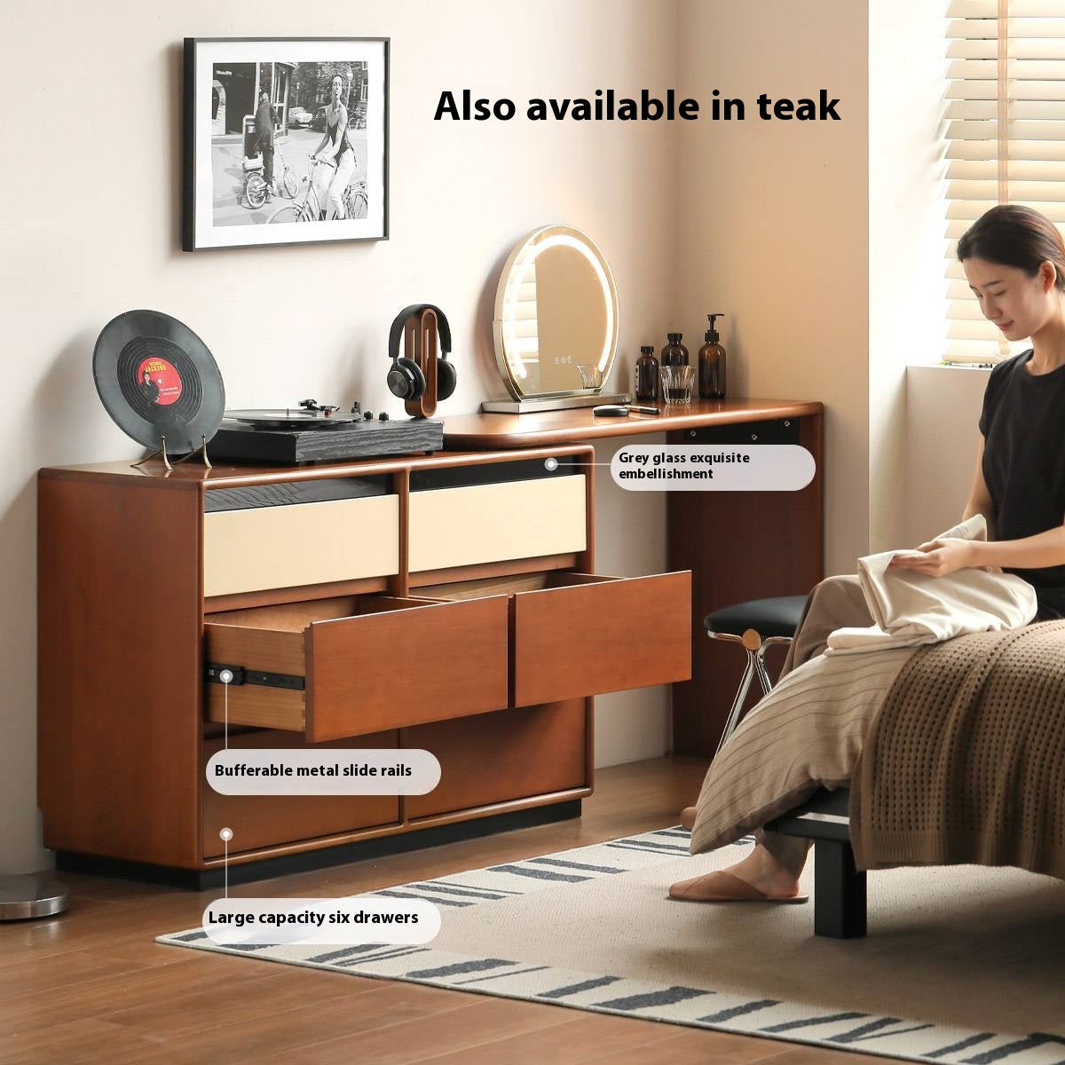 Cherry Solid Wood Modern Style Dressing Table