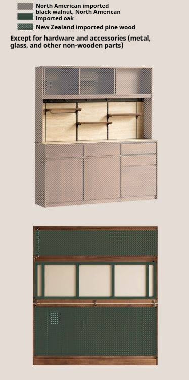 Black Walnut Solid Wood Dining Cabinet Antique Style Rock Board