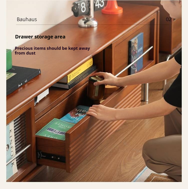 Poplar Solid Wood Bauhaus Style TV Cabinet