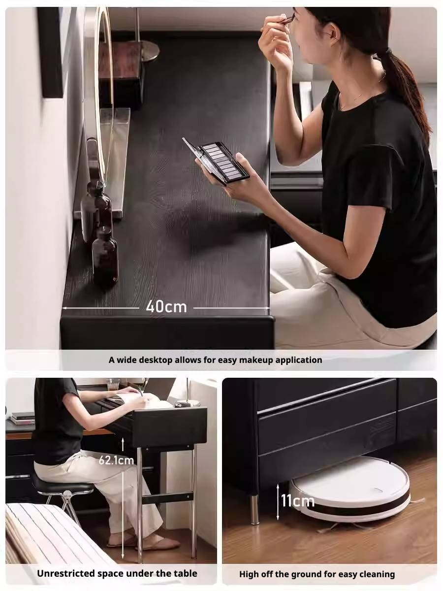 Ash Solid Wood Bauhaus Retractable Makeup Table