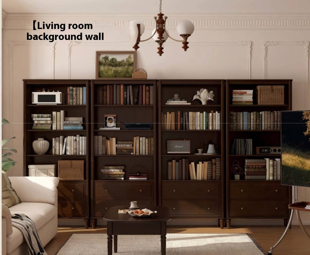 Poplar, Black Walnut Solid Wood American Style Bookcase