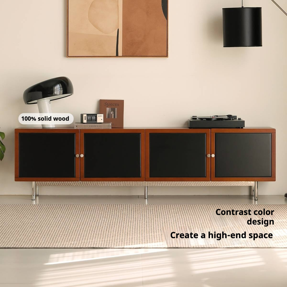 Poplar Solid Wood Bauhaus TV Stand