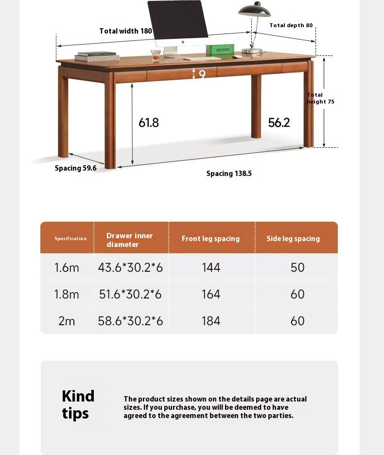Poplar Solid Wood Antique Style Rectangular with Pull-out Workbench Office Desk