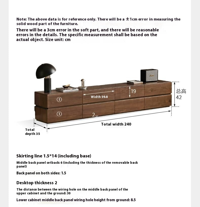 Black Walnut Solid Italian Light Luxury TV Stand
