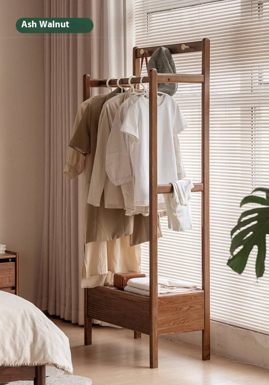 Ash Solid Wood Modern Style Hanger With Storage